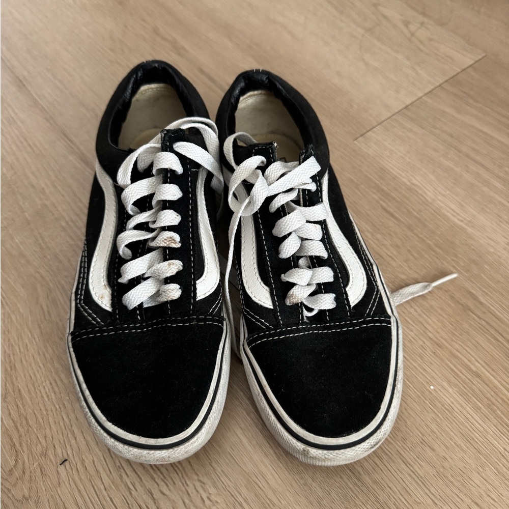 Vans Classic Black and White Lace-Up Sneakers platform